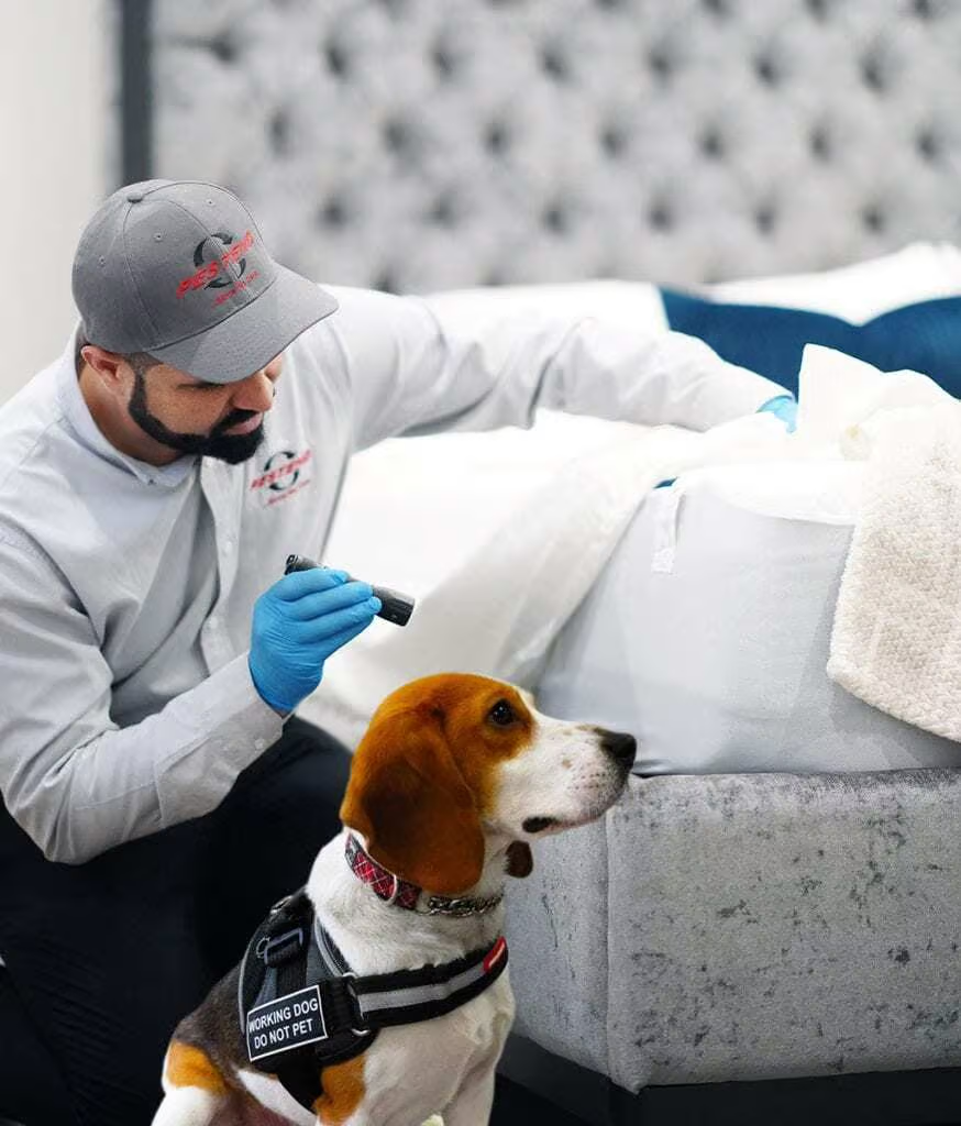 Chien détecteur de punaises de lit en action à Massy 91300